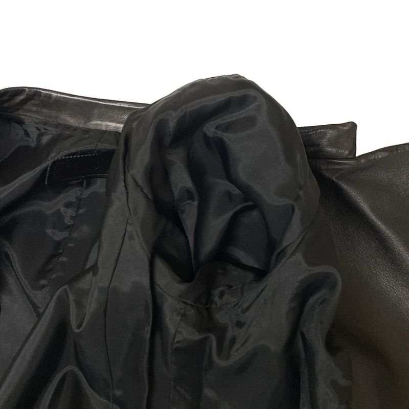 Prada Rider Jacket Size 40 M Women's Black 2011 Lambskin Triangle Logo Lambskin