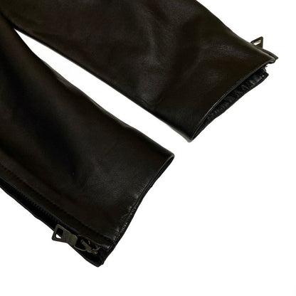 Prada Rider Jacket Size 40 M Women's Black 2011 Lambskin Triangle Logo Lambskin