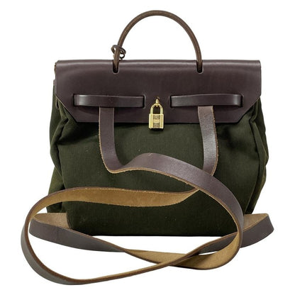 Hermes Backpack Sac Herbag Her Bag A Dos Khaki X Dark Brown Gold Hardware