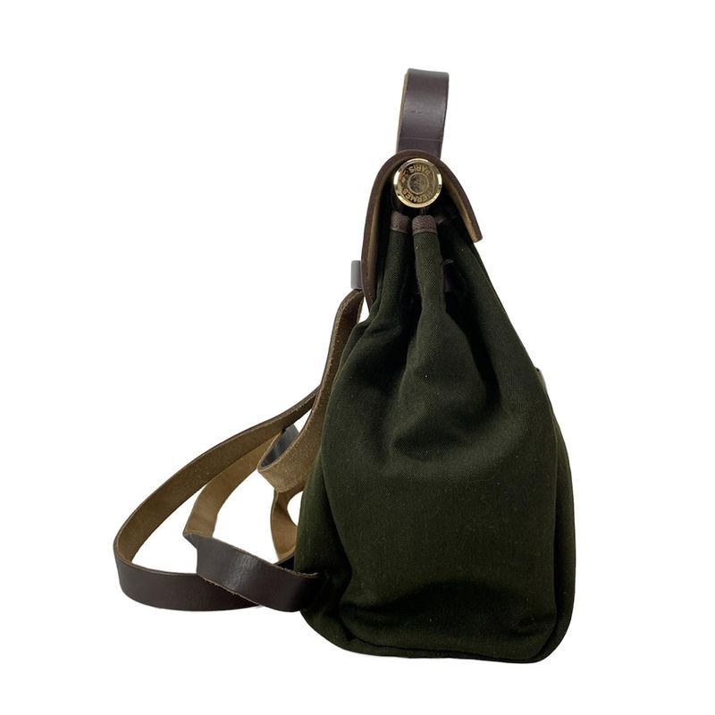 Hermes Backpack Sac Herbag Her Bag A Dos Khaki X Dark Brown Gold Hardware