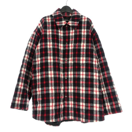 Balenciaga 18aw Quilted Check Jacket Filling Blouson 48 Red White Black White