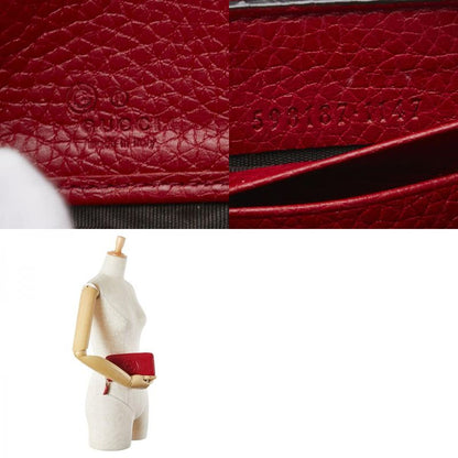 Gucci Interlocking G Soho Tassel Round Zipper Long Wallet 598187 Red Leather