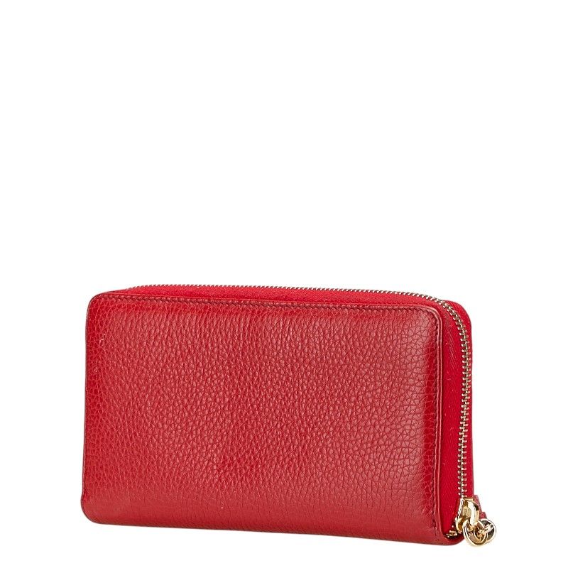 Gucci Interlocking G Soho Tassel Round Zipper Long Wallet 598187 Red Leather