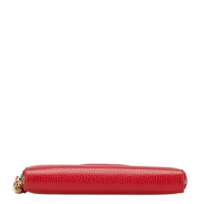 Gucci Interlocking G Soho Tassel Round Zipper Long Wallet 598187 Red Leather