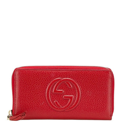 Gucci Interlocking G Soho Tassel Round Zipper Long Wallet 598187 Red Leather