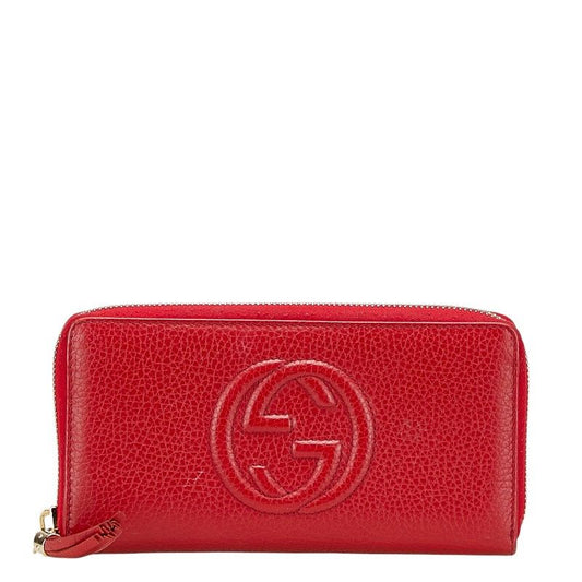 Gucci Interlocking G Soho Tassel Round Zipper Long Wallet 598187 Red Leather