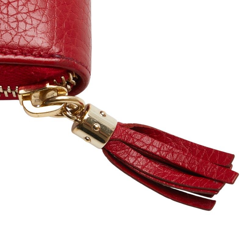 Gucci Interlocking G Soho Tassel Round Zipper Long Wallet 598187 Red Leather