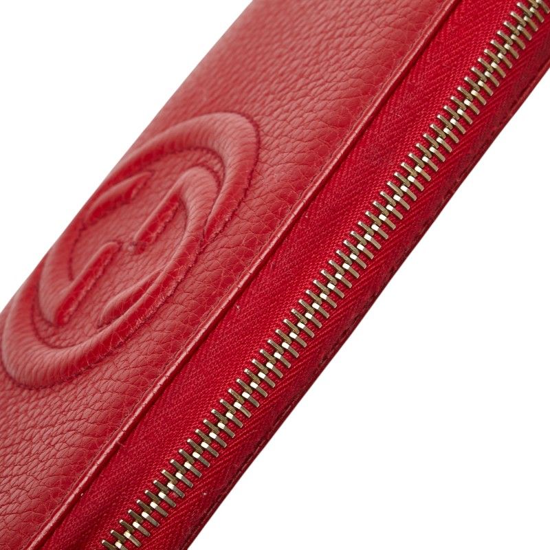 Gucci Interlocking G Soho Tassel Round Zipper Long Wallet 598187 Red Leather