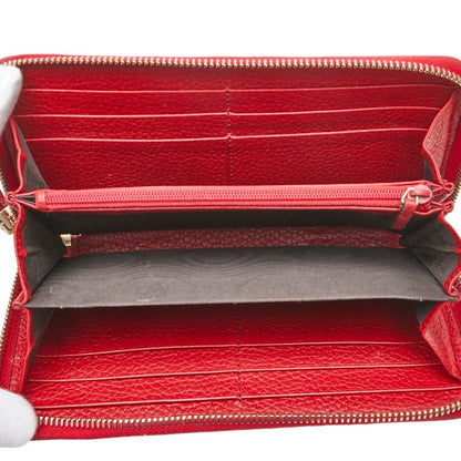 Gucci Interlocking G Soho Tassel Round Zipper Long Wallet 598187 Red Leather