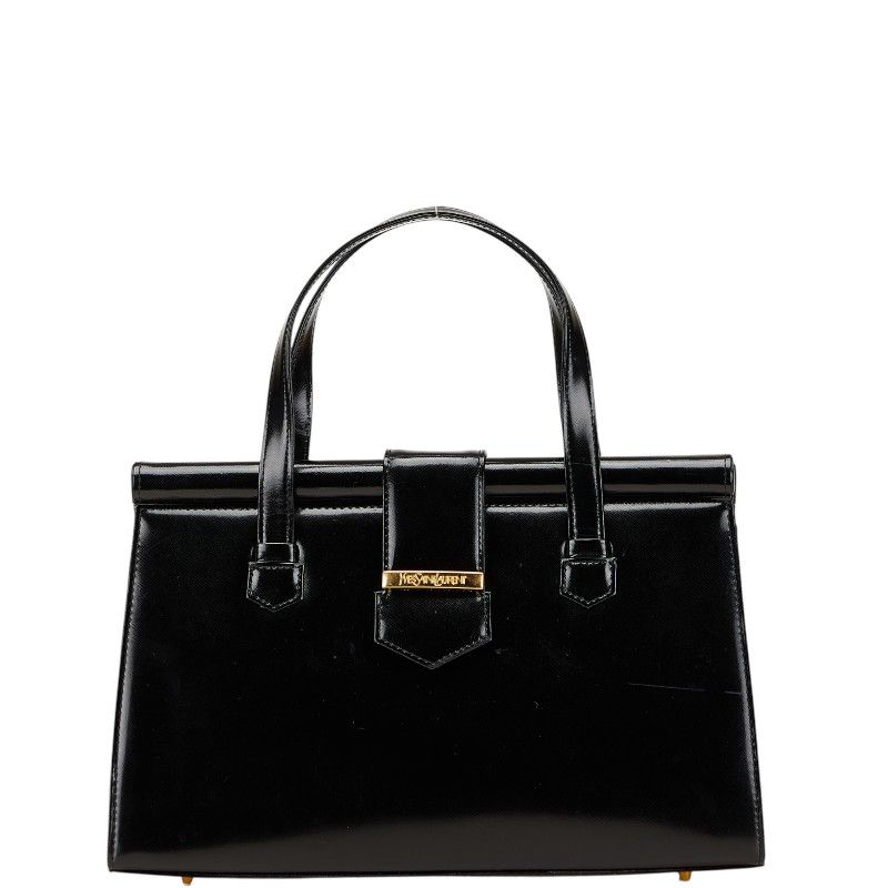 Saint Laurent Logo Plate Black Leather Women's SAINT LAURENT