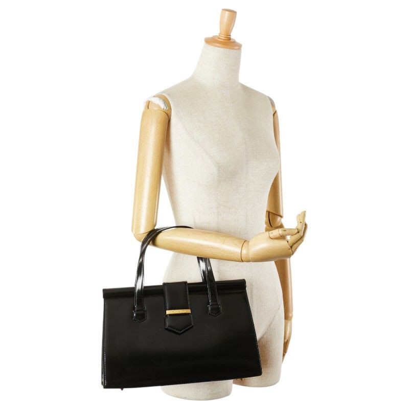 Saint Laurent Logo Plate Black Leather Women's SAINT LAURENT