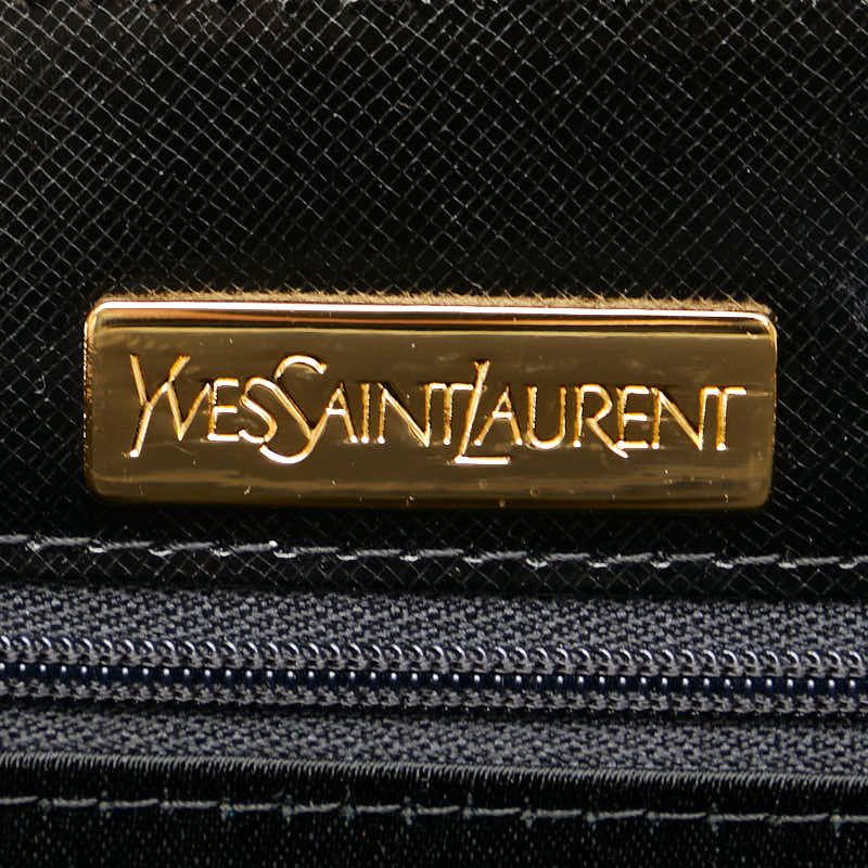 Saint Laurent Logo Plate Black Leather Women's SAINT LAURENT
