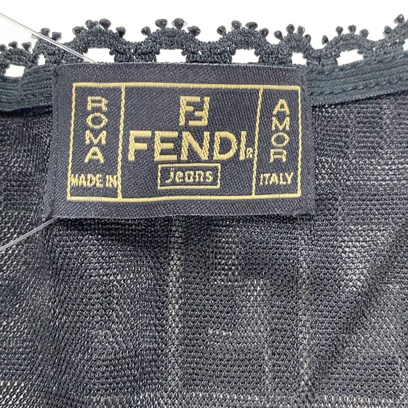 Fendi Jeans (fendi) Short Sleeve Cut And Sew Ladies Black Zucca Pattern Lace