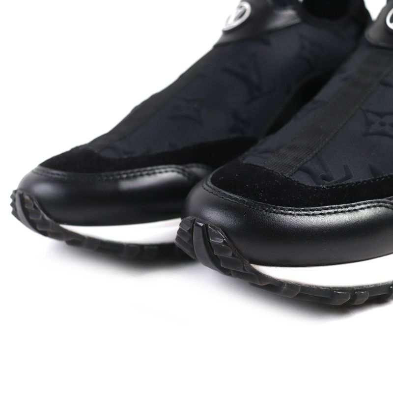 △louis Vuitton Run Away Line Leather LV Logo Monogram Fabric Leather Sneakers