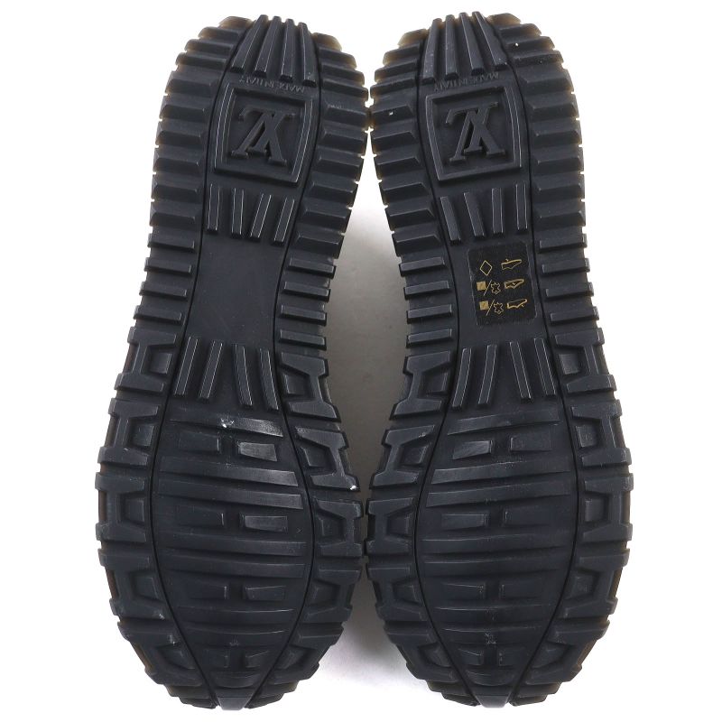 △louis Vuitton Run Away Line Leather LV Logo Monogram Fabric Leather Sneakers