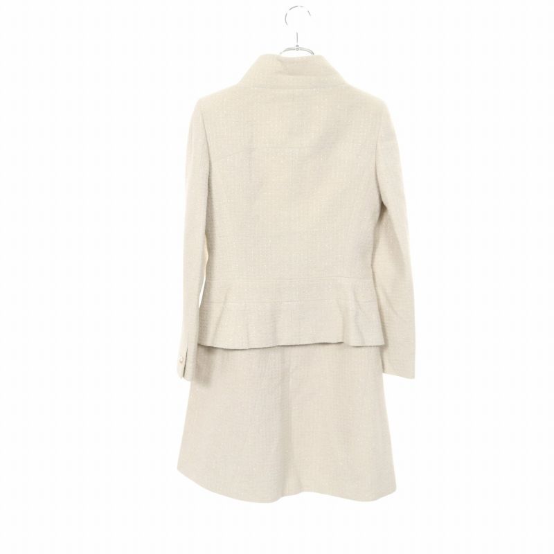 Chanel Set Suit Tweed Pearl Wool