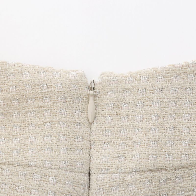 Chanel Set Suit Tweed Pearl Wool