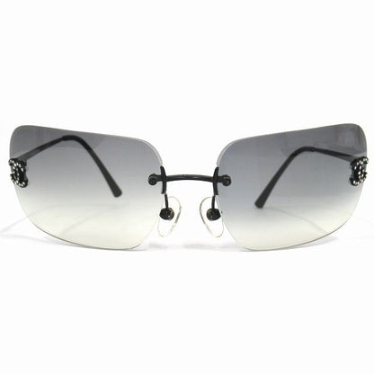 Chanel Rimless Sunglasses Eyewear Square Shape Here Mark Logo Rhinestone