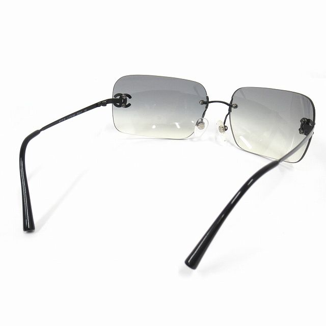 Chanel Rimless Sunglasses Eyewear Square Shape Here Mark Logo Rhinestone