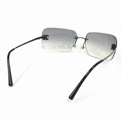 Chanel Rimless Sunglasses Eyewear Square Shape Here Mark Logo Rhinestone
