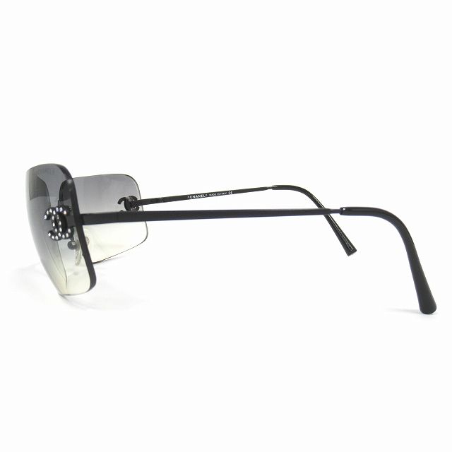 Chanel Rimless Sunglasses Eyewear Square Shape Here Mark Logo Rhinestone