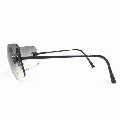 Chanel Rimless Sunglasses Eyewear Square Shape Here Mark Logo Rhinestone
