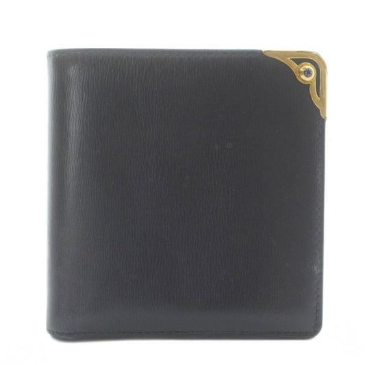 Cartier Sapphire Line Wallet Bifold Leather Gold Hardware Black Xz • Gy18