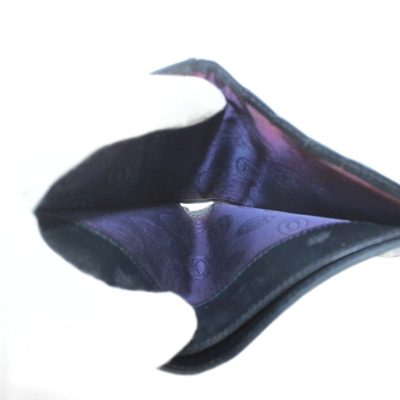 Cartier Sapphire Line Wallet Bifold Leather Gold Hardware Black Xz • Gy18