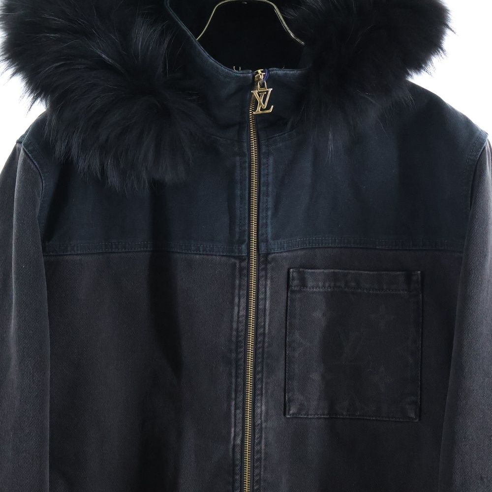 Louis Vuitton 24ss Denim Blouson Fur Zip Up Hoodie Jacket Black Rm241m Ccu