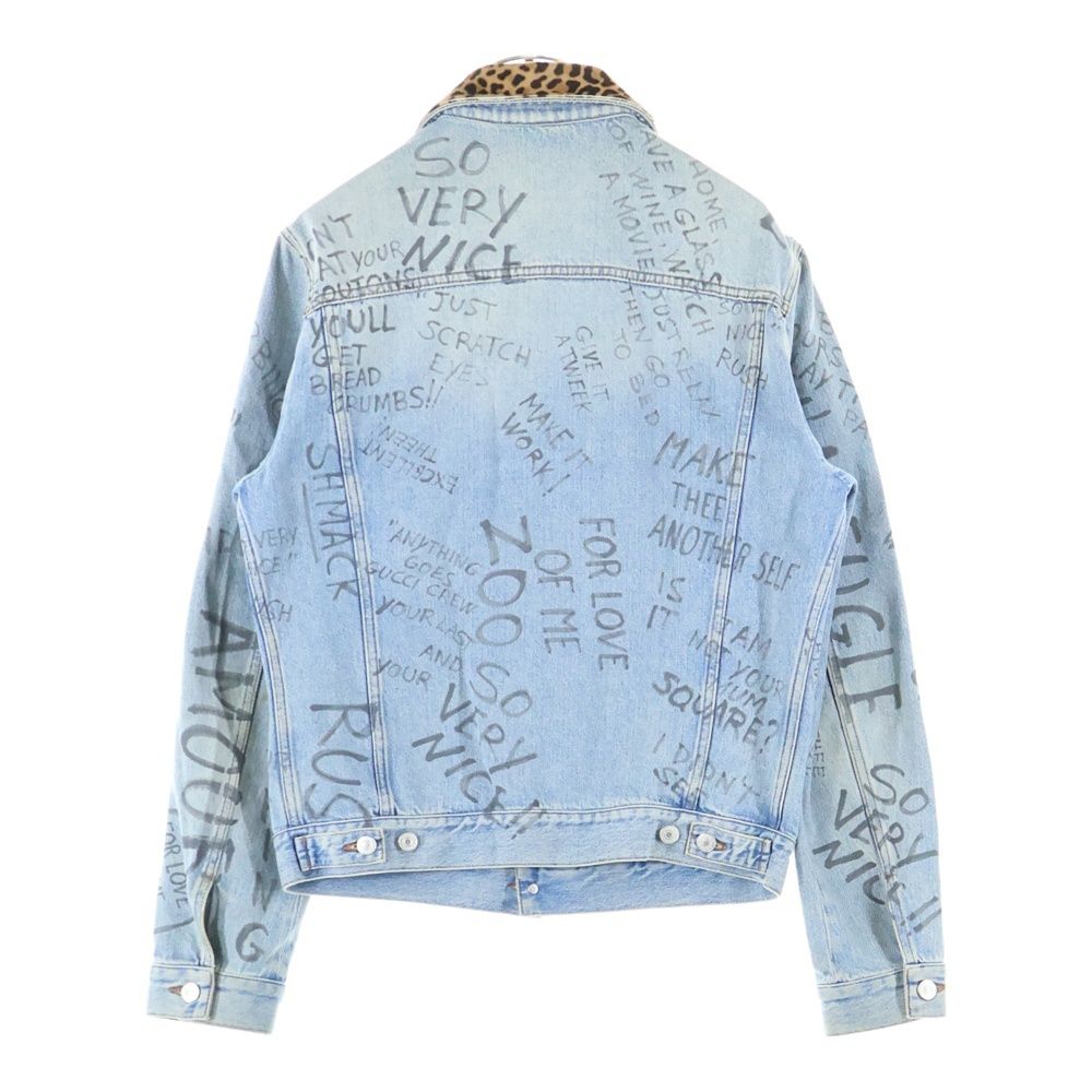 Gucci 17ss Leopard Switch Denim Jacket Indigo 452413 Xr359