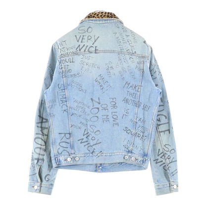 Gucci 17ss Leopard Switch Denim Jacket Indigo 452413 Xr359