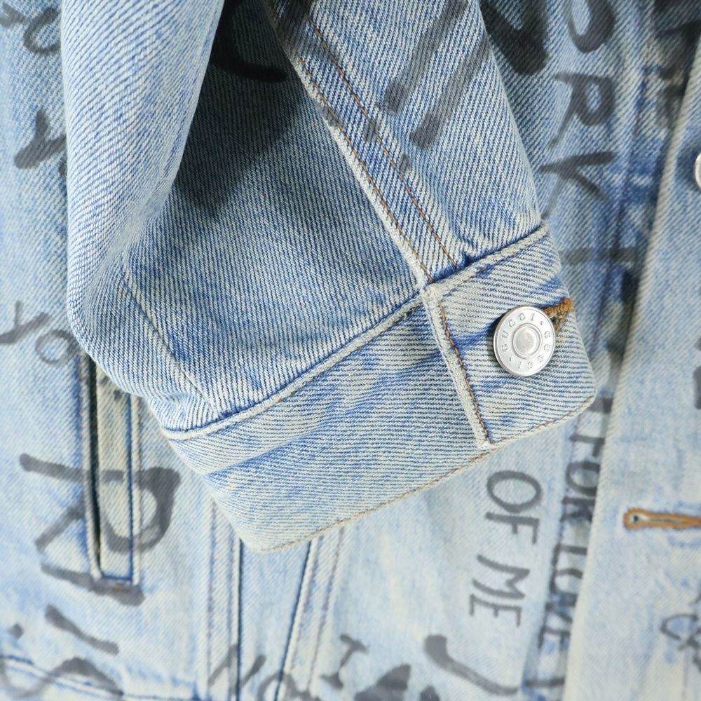 Gucci 17ss Leopard Switch Denim Jacket Indigo 452413 Xr359