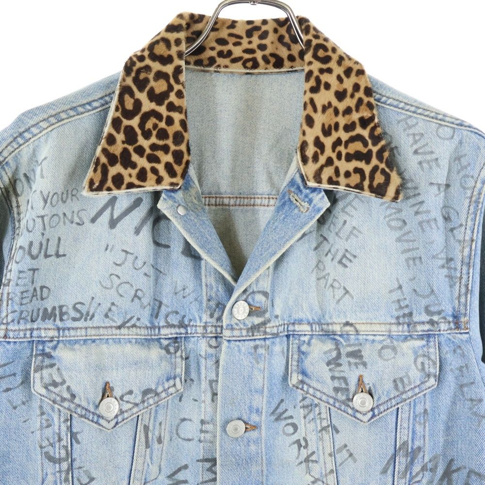 Gucci 17ss Leopard Switch Denim Jacket Indigo 452413 Xr359