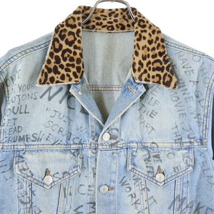 Gucci 17ss Leopard Switch Denim Jacket Indigo 452413 Xr359