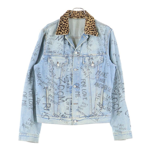 Gucci 17ss Leopard Switch Denim Jacket Indigo 452413 Xr359