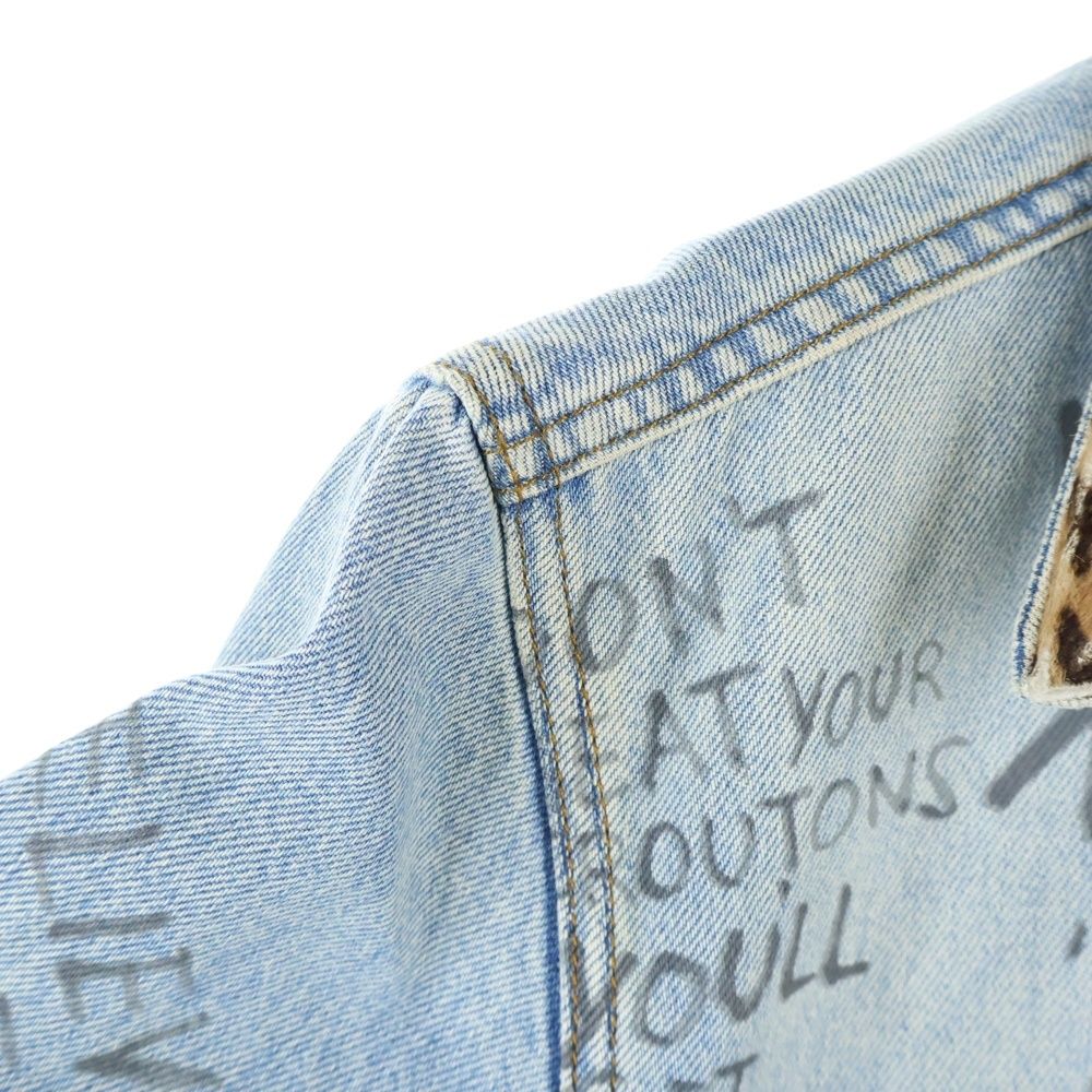 Gucci 17ss Leopard Switch Denim Jacket Indigo 452413 Xr359