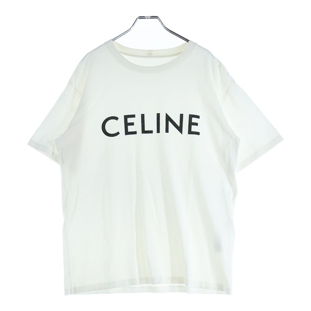 Celine 22aw Loose Fit Logo Print Short Sleeve T-Shirt Cut and Sewn White