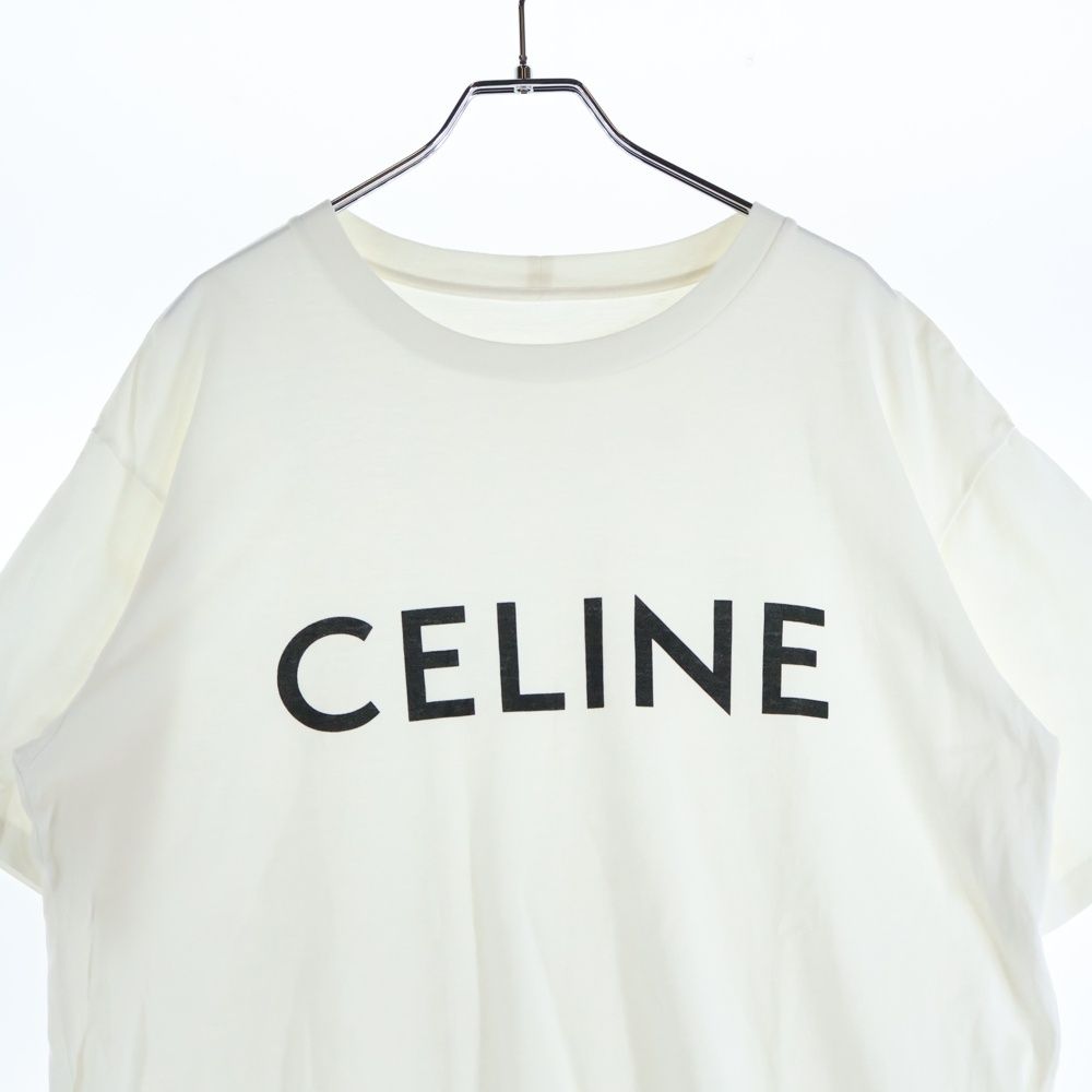 Celine 22aw Loose Fit Logo Print Short Sleeve T-Shirt Cut and Sewn White
