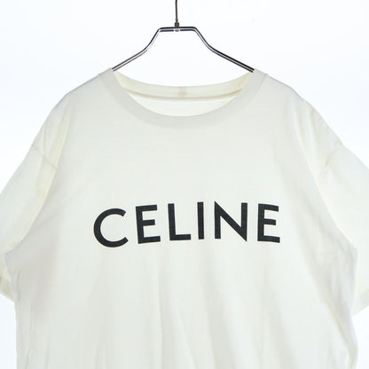 Celine 22aw Loose Fit Logo Print Short Sleeve T-Shirt Cut and Sewn White