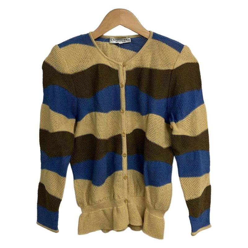 Dior Christian Dior Cardigan Size M Women's - Yellow X Dark Brown X Blue