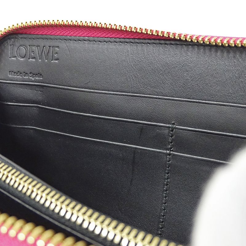 Loewe Wallet Long Repeat Leather Magenta Pink Round Zipper