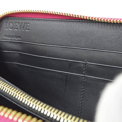 Loewe Wallet Long Repeat Leather Magenta Pink Round Zipper