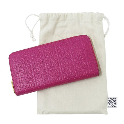 Loewe Wallet Long Repeat Leather Magenta Pink Round Zipper