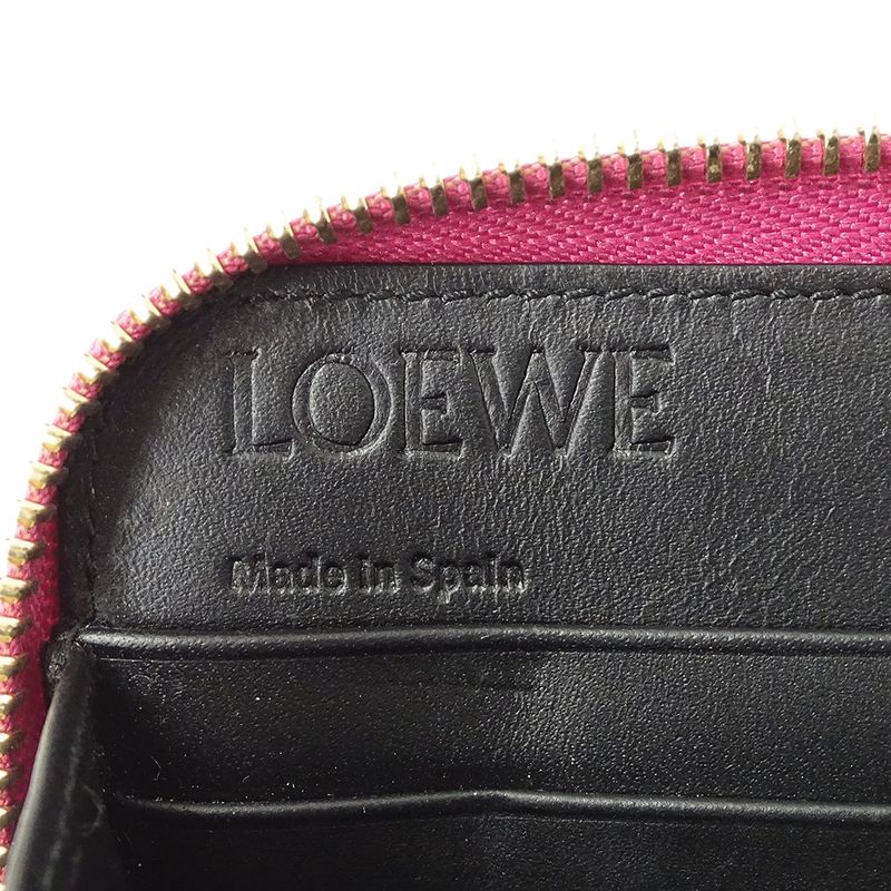 Loewe Wallet Long Repeat Leather Magenta Pink Round Zipper