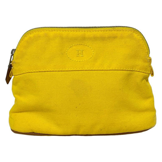 Hermes Pouch Bolide Pouch 20 Yellow X Brown Silver Hardware Leather