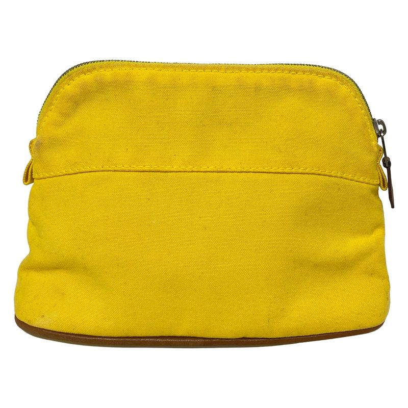 Hermes Pouch Bolide Pouch 20 Yellow X Brown Silver Hardware Leather