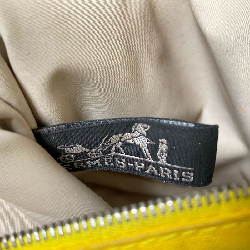 Hermes Pouch Bolide Pouch 20 Yellow X Brown Silver Hardware Leather