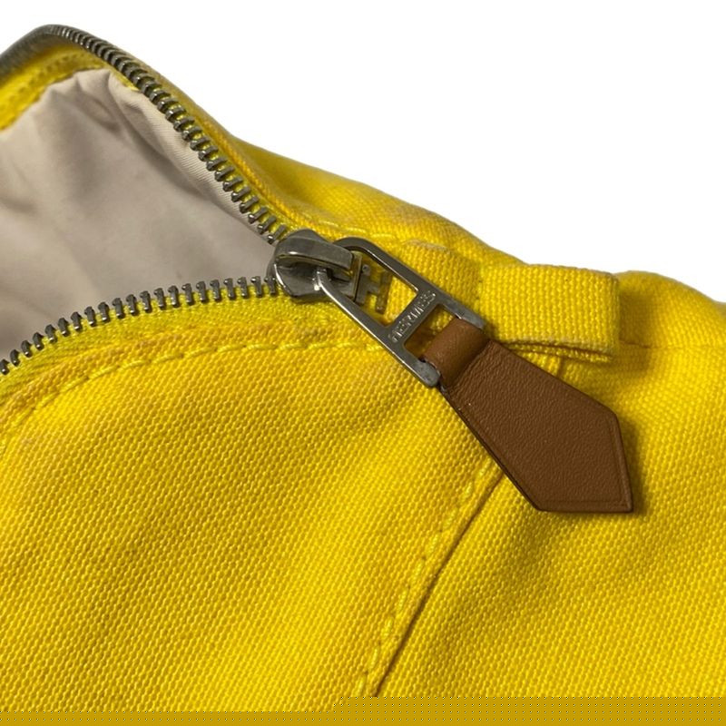 Hermes Pouch Bolide Pouch 20 Yellow X Brown Silver Hardware Leather