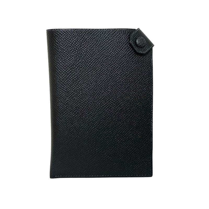 Hermes Accessory Case Tarmac PM Black Passport Case Silver Hardware