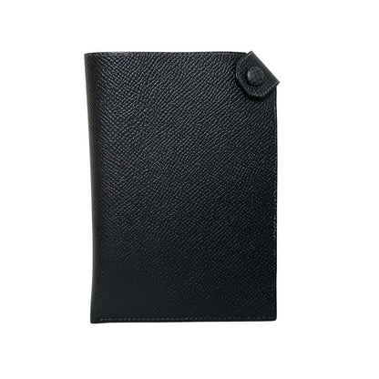 Hermes Accessory Case Tarmac PM Black Passport Case Silver Hardware